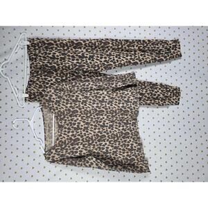 Victoria's Secret LEOPARD CHEETAH Animal Print PJ Pajama Set Pants Shirt SMALL